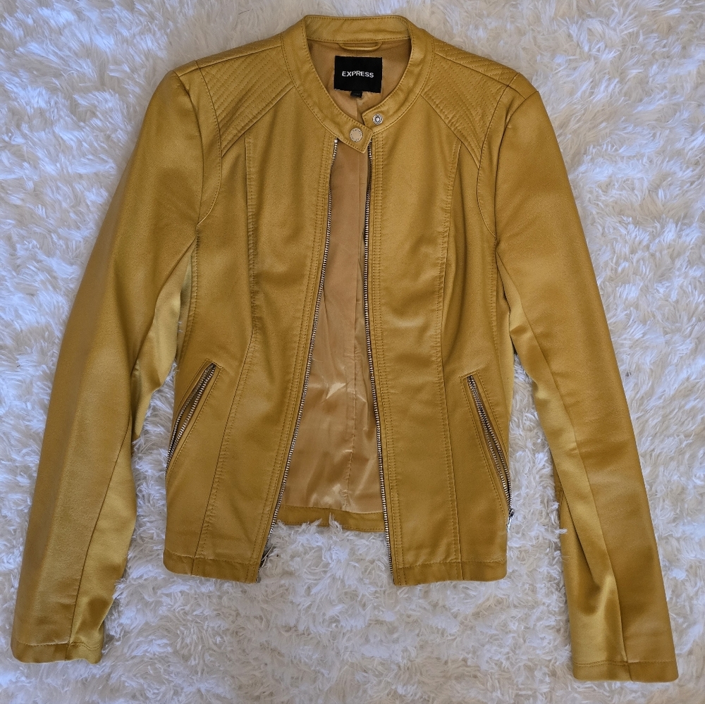 Express Women's Mustard Leather Jacket
